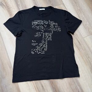 Versace Collection Black Short-Sleeve Tee with Silver Stud Motif